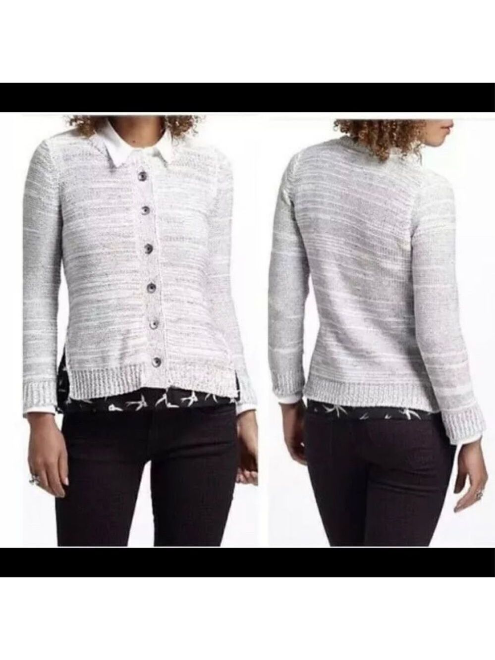 Anthropologie Field Flower Shirting Cardigan